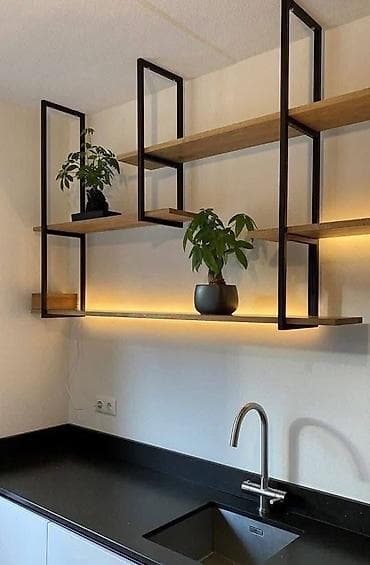 Zidne viseće police sa LED rasvetom – moderan industrijski dizajn - na lalafo.rs Zidne viseće police sa LED rasvetom – moderan industrijski dizajn -