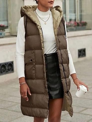 Ženska dugačka puffer prsluk-jakna sa kapuljačom Novi model prsluka na lalafo.rs — 1 Ženska dugačka puffer prsluk-jakna sa kapuljačom Novi model prsluka — 1