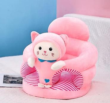 Mekana plišana stolica za bebe sa naslonom – model „mačkica”, roze - na lalafo.rs Mekana plišana stolica za bebe sa naslonom – model „mačkica”, roze -