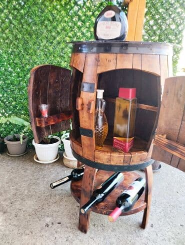 Antique Dressers: Drvena barska komoda od vinske bačve sa staklenom pločom - Ručno at lalafo.rs — 3 Antique Dressers: Drvena barska komoda od vinske bačve sa staklenom pločom - Ručno — 3