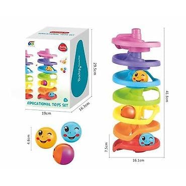 Eduktivni set – Kula za spuštanje loptica - Šarena spiralna kula na lalafo.rs Eduktivni set – Kula za spuštanje loptica - Šarena spiralna kula