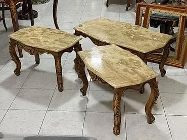 Antique Club Tables: Stilski set stolića (3 komada) – drvo / oniks – Dobro stanje 🌟 Veliki at lalafo.rs — 6 Antique Club Tables: Stilski set stolića (3 komada) – drvo / oniks – Dobro stanje 🌟 Veliki — 6