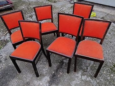 Set od 6 stolica sa tapaciranim sedištima i naslonima. - Materijal na lalafo.rs — 2 Set od 6 stolica sa tapaciranim sedištima i naslonima. - Materijal — 2