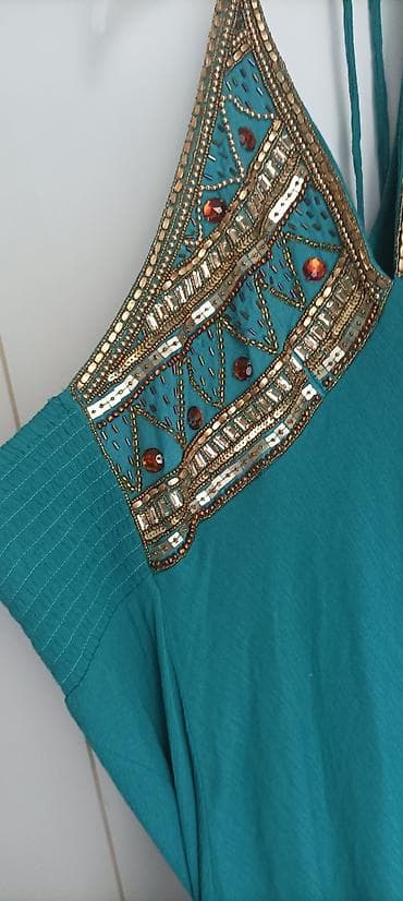 Tirkizna haljina na vezivanje oko vrata (halter), boho/etno stil. - na lalafo.rs — 1 Tirkizna haljina na vezivanje oko vrata (halter), boho/etno stil. - — 1
