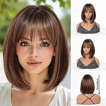 Kratka perika sa šiškama – bob stil, dužina oko 30 cm (12 inča) - na lalafo.rs — 2 Kratka perika sa šiškama – bob stil, dužina oko 30 cm (12 inča) - — 2