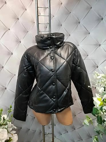 Ženska jakna – crna, prošivena, sa visokim kragnom. - Materijal na lalafo.rs Ženska jakna – crna, prošivena, sa visokim kragnom. - Materijal