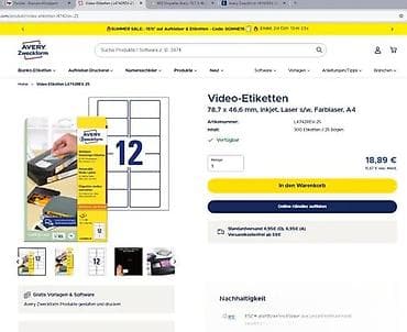 Cassettes, CDs & DVDs: Avery Zweckform Video Labels – Stick & Lift, No. 4742 - at lalafo.rs — 8 Cassettes, CDs & DVDs: Avery Zweckform Video Labels – Stick & Lift, No. 4742 - — 8