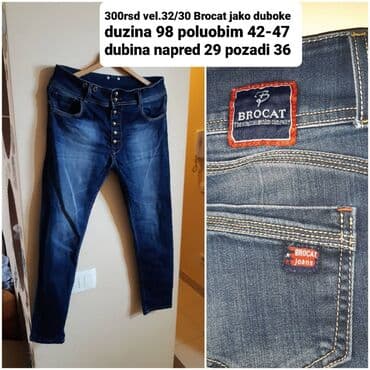 Brocat jeans, model sa vrlo visokim strukom. Plavi teksas sa efektnim na lalafo.rs Brocat jeans, model sa vrlo visokim strukom. Plavi teksas sa efektnim