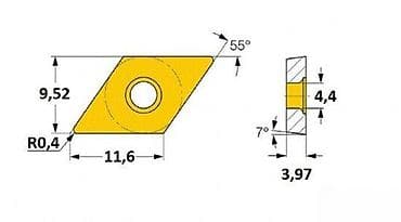 Strugarski noževi: Umetak za tokarenje – DCMT11T304 - Tip/geometrija: DCMT 11T304 na lalafo.rs — 2 Strugarski noževi: Umetak za tokarenje – DCMT11T304 - Tip/geometrija: DCMT 11T304 — 2