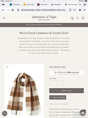 Original Johnstons of ELGIN ROMA sal od 165.000 din. KAO NOV ( IMAM na lalafo.rs — 5 Original Johnstons of ELGIN ROMA sal od 165.000 din. KAO NOV ( IMAM — 5