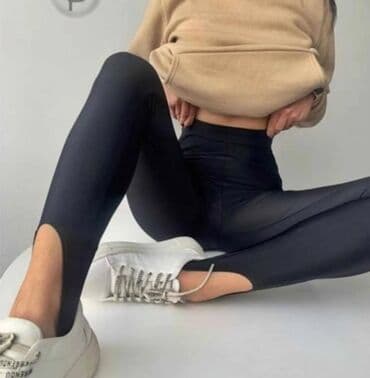 Crne ženske helanke sa visokim strukom i otvorom za stopalo (stirrup na lalafo.rs Crne ženske helanke sa visokim strukom i otvorom za stopalo (stirrup