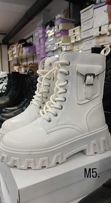 Beli ženski borosani/gležnjače M5 sa visokim pertlanjem i izraženim at lalafo.rs — 1 Beli ženski borosani/gležnjače M5 sa visokim pertlanjem i izraženim — 1