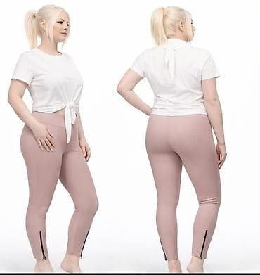 Ženske helanke – puder roze boja, visoki struk, 7/8 dužina. Glatka na lalafo.rs — 1 Ženske helanke – puder roze boja, visoki struk, 7/8 dužina. Glatka — 1