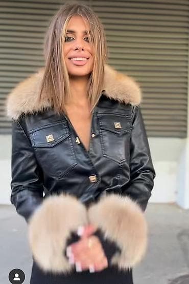 Ženska kožna jakna sa krznom – elegantan kratki model - Materijal na lalafo.rs — 3 Ženska kožna jakna sa krznom – elegantan kratki model - Materijal — 3