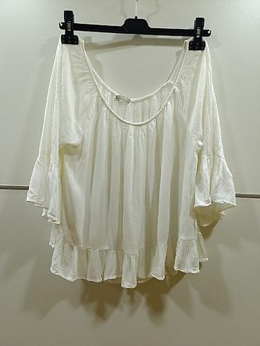 kom sa etiketom: Bela boho bluza Orsay sa volanima - Model: široka, lepršava bluza sa at lalafo.rs — 1 kom sa etiketom: Bela boho bluza Orsay sa volanima - Model: široka, lepršava bluza sa — 1