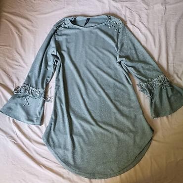 Tunika sa zvonastim rukavima S-M Kao nova. Svetla mint nijansa kao na na lalafo.rs — 5 Tunika sa zvonastim rukavima S-M Kao nova. Svetla mint nijansa kao na — 5