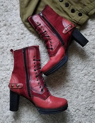 Crvene, kožna i brušena koža kombinacija. Broj 38, duzina unutrašnjeg na lalafo.rs — 6 Crvene, kožna i brušena koža kombinacija. Broj 38, duzina unutrašnjeg — 6