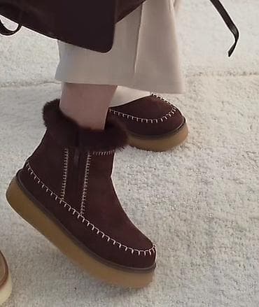 Zimske ženske čizmice – tamno braon - Materijal: mekani brušeni na lalafo.rs — 1 Zimske ženske čizmice – tamno braon - Materijal: mekani brušeni — 1