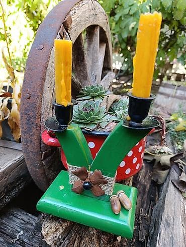 Ručni drveni svećnjak sa dve grane - Materijal: masivno drvo, ručno na lalafo.rs — 2 Ručni drveni svećnjak sa dve grane - Materijal: masivno drvo, ručno — 2