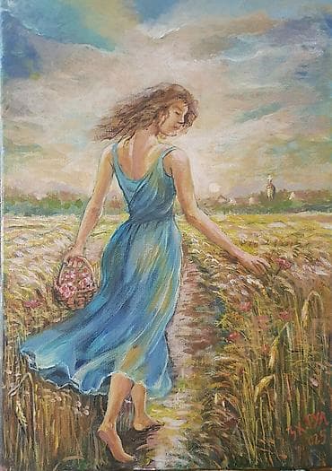 Umetničke slike – serija ulja na platnu „Devojka u prirodi“ - na lalafo.rs — 1 Umetničke slike – serija ulja na platnu „Devojka u prirodi“ - — 1