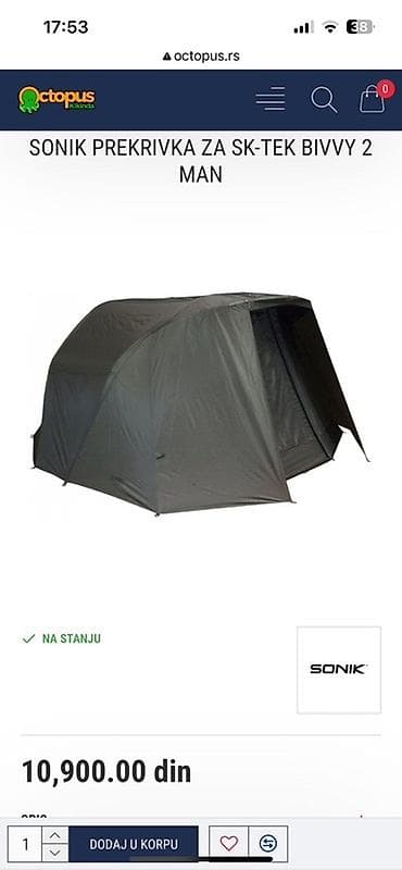 za svaki dan: SONIK SK-TEK Bivvy 2 Man – šator za dva korisnika, namenjen pecarošima na lalafo.rs — 2 za svaki dan: SONIK SK-TEK Bivvy 2 Man – šator za dva korisnika, namenjen pecarošima — 2