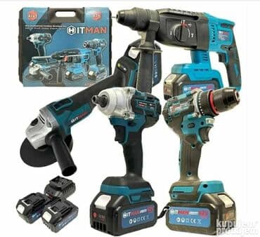 Cordless Power Tool Sets: Set aku alata 4u1 HITMAN brusilica, srafilica, odvijac i hilti at lalafo.rs — 3 Cordless Power Tool Sets: Set aku alata 4u1 HITMAN brusilica, srafilica, odvijac i hilti — 3