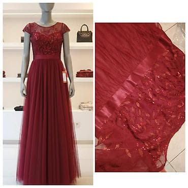 Svečana duga haljina u boji bordo/crveno vino. - Gornji deo: providan at lalafo.rs — 2 Svečana duga haljina u boji bordo/crveno vino. - Gornji deo: providan — 2