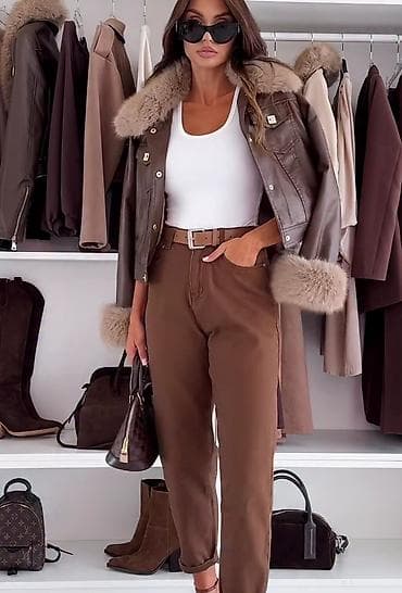 Kratka kožna jakna sa krznom – elegantan model u toploj braon boji. - na lalafo.rs — 6 Kratka kožna jakna sa krznom – elegantan model u toploj braon boji. - — 6