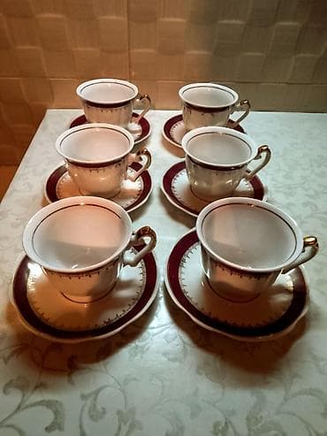 Set za kafu, čaj – 6 šoljica sa tanjirićima, porcelan - Materijal na lalafo.rs Set za kafu, čaj – 6 šoljica sa tanjirićima, porcelan - Materijal