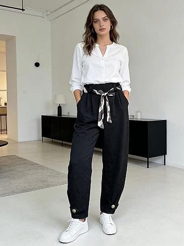 Personal Items: Ženske pantalone sa visokim strukom i kaišem-šalom - Kroj: visok at lalafo.rs — 8 Personal Items: Ženske pantalone sa visokim strukom i kaišem-šalom - Kroj: visok — 8
