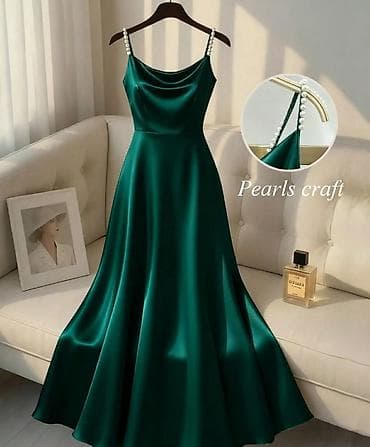 eko koza sa: Saten haljina na bretele sa biserima - Model: duga, lepršava A-kroja at lalafo.rs — 6 eko koza sa: Saten haljina na bretele sa biserima - Model: duga, lepršava A-kroja — 6