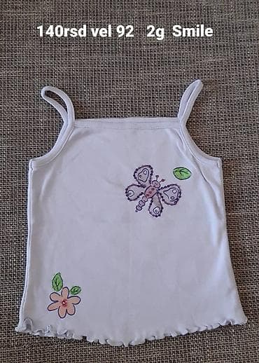 Dečija majica na bretele Smile, veličina 92 (oko 2 godine). Belo na lalafo.rs — 1 Dečija majica na bretele Smile, veličina 92 (oko 2 godine). Belo — 1