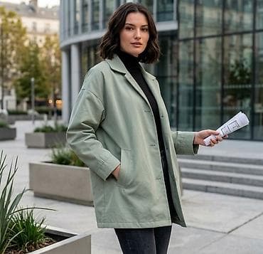 Ženska prolećna jakna – pastelno zelena - Kroj: ravna, blago oversize na lalafo.rs Ženska prolećna jakna – pastelno zelena - Kroj: ravna, blago oversize