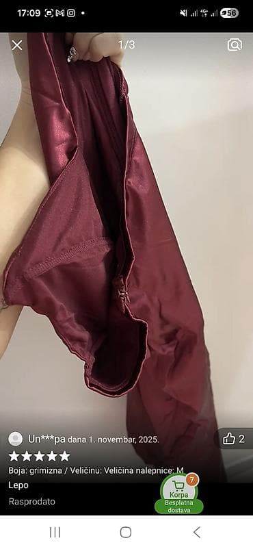 Duga elegantna haljina u grimiznoj boji. - Kroj: slip/satenski izgled at lalafo.rs — 3 Duga elegantna haljina u grimiznoj boji. - Kroj: slip/satenski izgled — 3