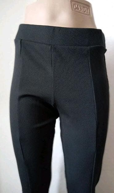 Crne ženske pantalone od rebrastog (rib) materijala, elegantnog i na lalafo.rs — 3 Crne ženske pantalone od rebrastog (rib) materijala, elegantnog i — 3