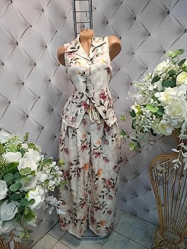 Damski komplet bez rukava – prsluk/košulja i široke pantalone sa na lalafo.rs Damski komplet bez rukava – prsluk/košulja i široke pantalone sa