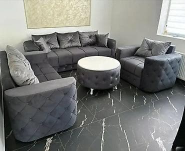 Stilski klub stolovi: Komplet tapaciranog klub nameštaja – sivi baršun - Sastav seta: dve na lalafo.rs — 1 Stilski klub stolovi: Komplet tapaciranog klub nameštaja – sivi baršun - Sastav seta: dve — 1