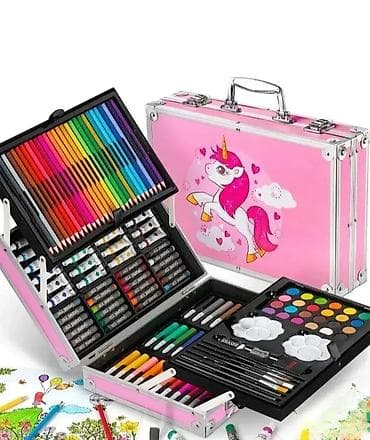 Kids' Drawing Boards: Roze Jednorog metalni kofer sa setom za crtanje i bojenje Zabavan i at lalafo.rs — 4 Kids' Drawing Boards: Roze Jednorog metalni kofer sa setom za crtanje i bojenje Zabavan i — 4