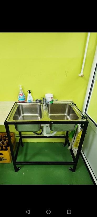 Inox sudopera sa dve kade na metalnom stalku - Materijal: nerđajući na lalafo.rs — 1 Inox sudopera sa dve kade na metalnom stalku - Materijal: nerđajući — 1