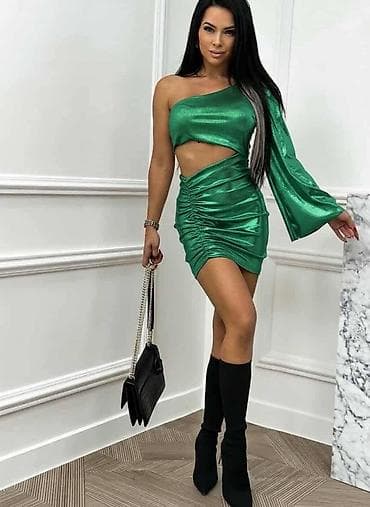 Asimetrična mini haljina sa sjajnim metalik efektom - Kroj na lalafo.rs — 3 Asimetrična mini haljina sa sjajnim metalik efektom - Kroj — 3