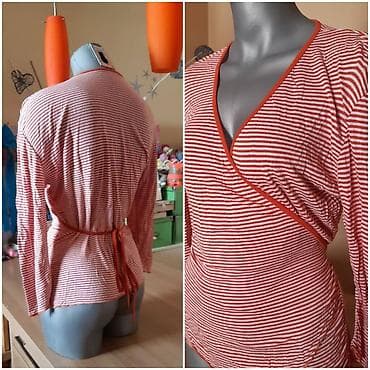 kom sa etiketom: Prugasta unisex bluza na preklop - Brend: Mako - Model: bluza na at lalafo.rs — 1 kom sa etiketom: Prugasta unisex bluza na preklop - Brend: Mako - Model: bluza na — 1