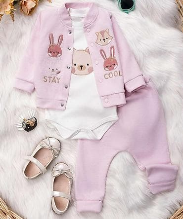 Bebi komplet za devojčice – 3 dela - Jaknica u svetloružičastoj boji na lalafo.rs Bebi komplet za devojčice – 3 dela - Jaknica u svetloružičastoj boji