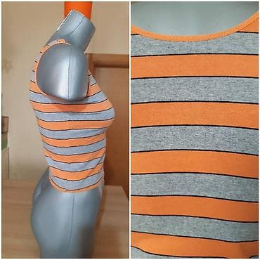 Ženski prugasti top bez rukava - Model: uski kroj, okrugao izrez na lalafo.rs — 3 Ženski prugasti top bez rukava - Model: uski kroj, okrugao izrez — 3