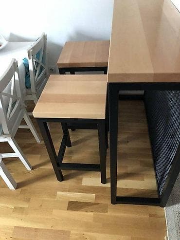 Sets of table and chairs: Masivne barske stolice drvo&metal | kontakt telefon 06******** at lalafo.rs — 4 Sets of table and chairs: Masivne barske stolice drvo&metal | kontakt telefon 06******** — 4