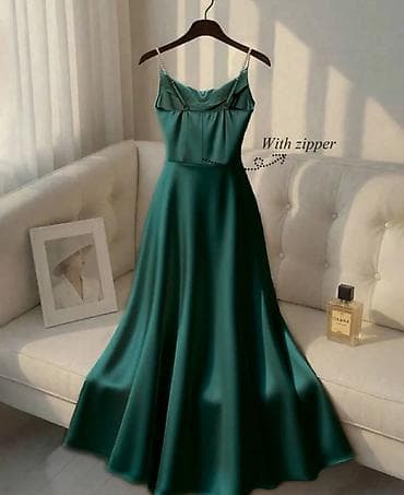 eko koza sa: Saten haljina na bretele sa biserima - Model: duga, lepršava A-kroja at lalafo.rs — 7 eko koza sa: Saten haljina na bretele sa biserima - Model: duga, lepršava A-kroja — 7