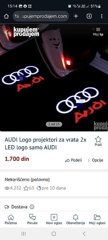 Transport: AUDI LED logo projektori za vrata – set 2 kom - Projiciraju AUDI logo at lalafo.rs — 2 Transport: AUDI LED logo projektori za vrata – set 2 kom - Projiciraju AUDI logo — 2