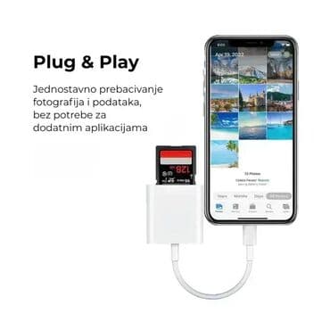 Čitač memorijskih kartica za iPhone i iPad uredjaje sa lightning na lalafo.rs Čitač memorijskih kartica za iPhone i iPad uredjaje sa lightning