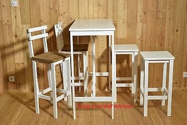 Drvena barska stolica sa belim ramom i sedištem od prirodnog drveta na lalafo.rs — 5 Drvena barska stolica sa belim ramom i sedištem od prirodnog drveta — 5