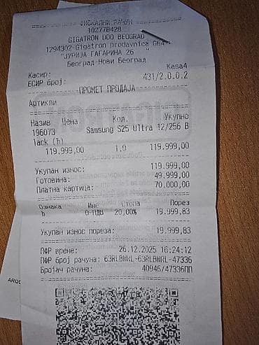 Electronics: Nov telefon S26 Ultra nekoriscen samo raspakovan kupljen 26 .12 .2025 at lalafo.rs — 4 Electronics: Nov telefon S26 Ultra nekoriscen samo raspakovan kupljen 26 .12 .2025 — 4