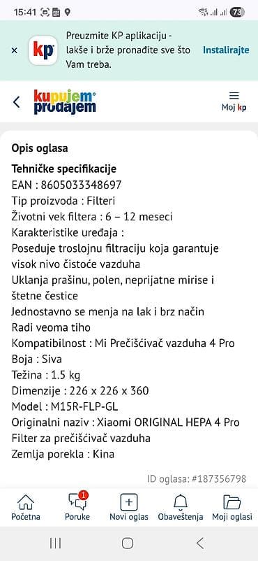 Xiaomi ORIGINAL HEPA 4 Pro – filter za prečišćivač vazduha - Tip na lalafo.rs — 1 Xiaomi ORIGINAL HEPA 4 Pro – filter za prečišćivač vazduha - Tip — 1